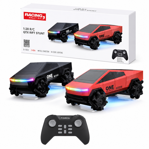 Remote Control QTX Drift Stunt Car with Cool Lights | 1:28 Scale