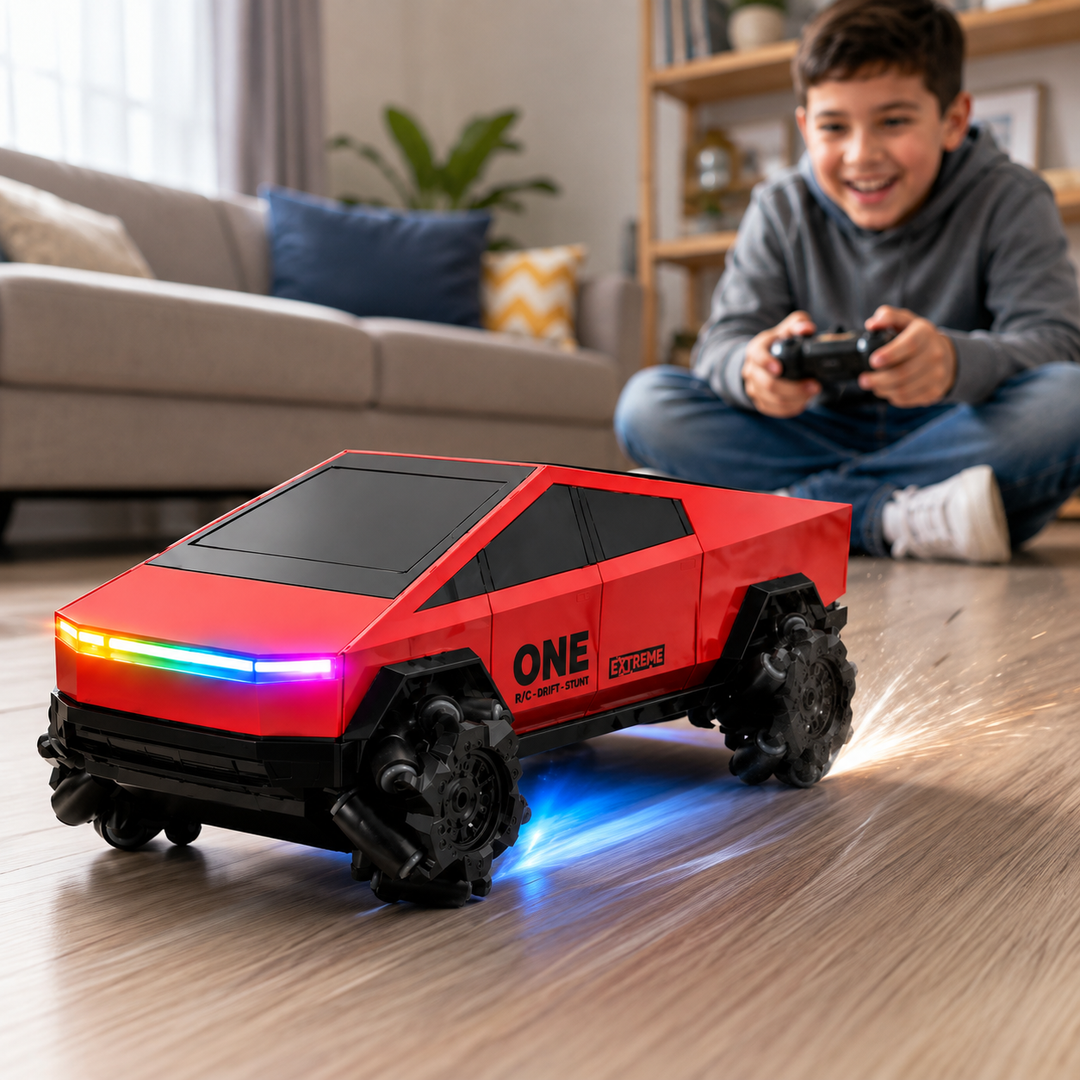 Remote Control QTX Drift Stunt Car with Cool Lights | 1:28 Scale