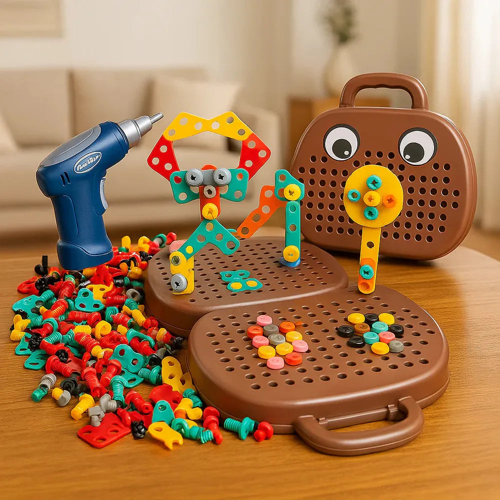 Kidology Assembly Toolbox Baby Puzzle Electric Drill Screwdriver - 203 Pieces