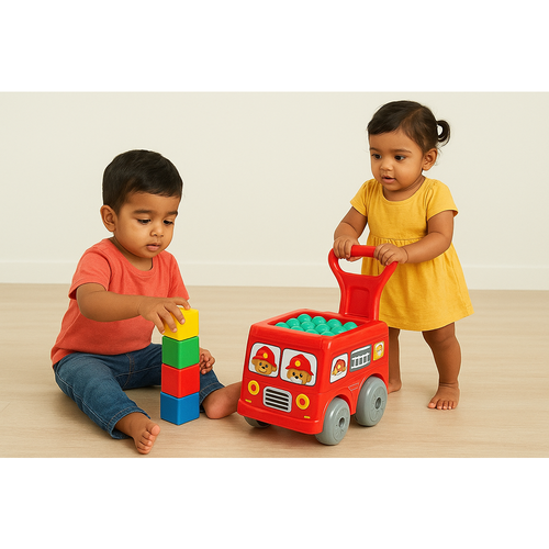 Sunta Toys Premium Quality 2-in-1 Walker & Building Block Toy - 30 Pieces (1.5-3 Years)