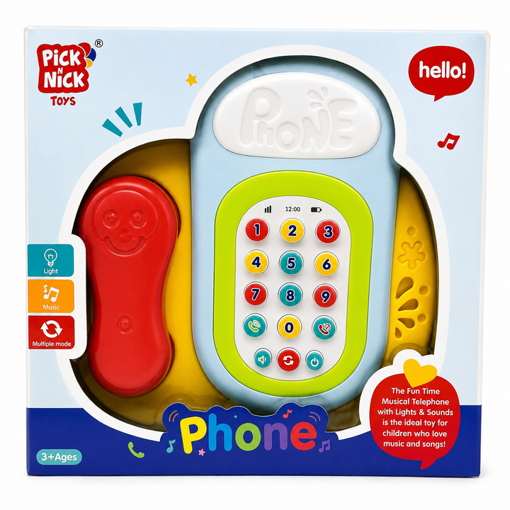 Pick N Nick Toys Kids Learning Phone Toy with Lights, Music & Numbers