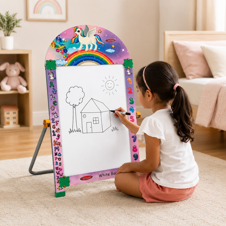 Simarr 2-in-1 Unicorn Drawing Board with Marker & Blackboard