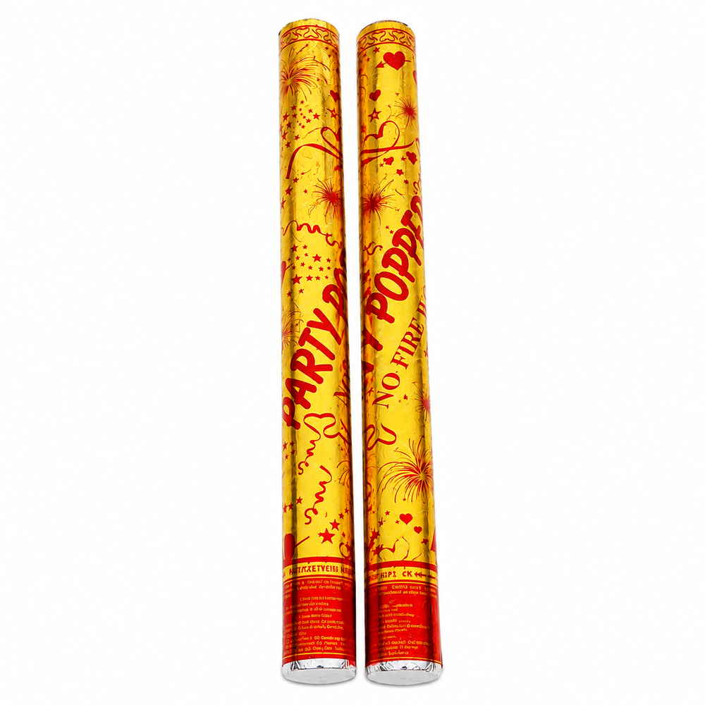 Pack of 2 Party Popper Confetti Cannon 56cm - (Gold Foil)