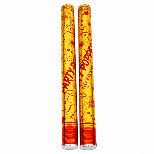 Pack of 2 Party Popper Confetti Cannon 56cm - (Gold Foil)