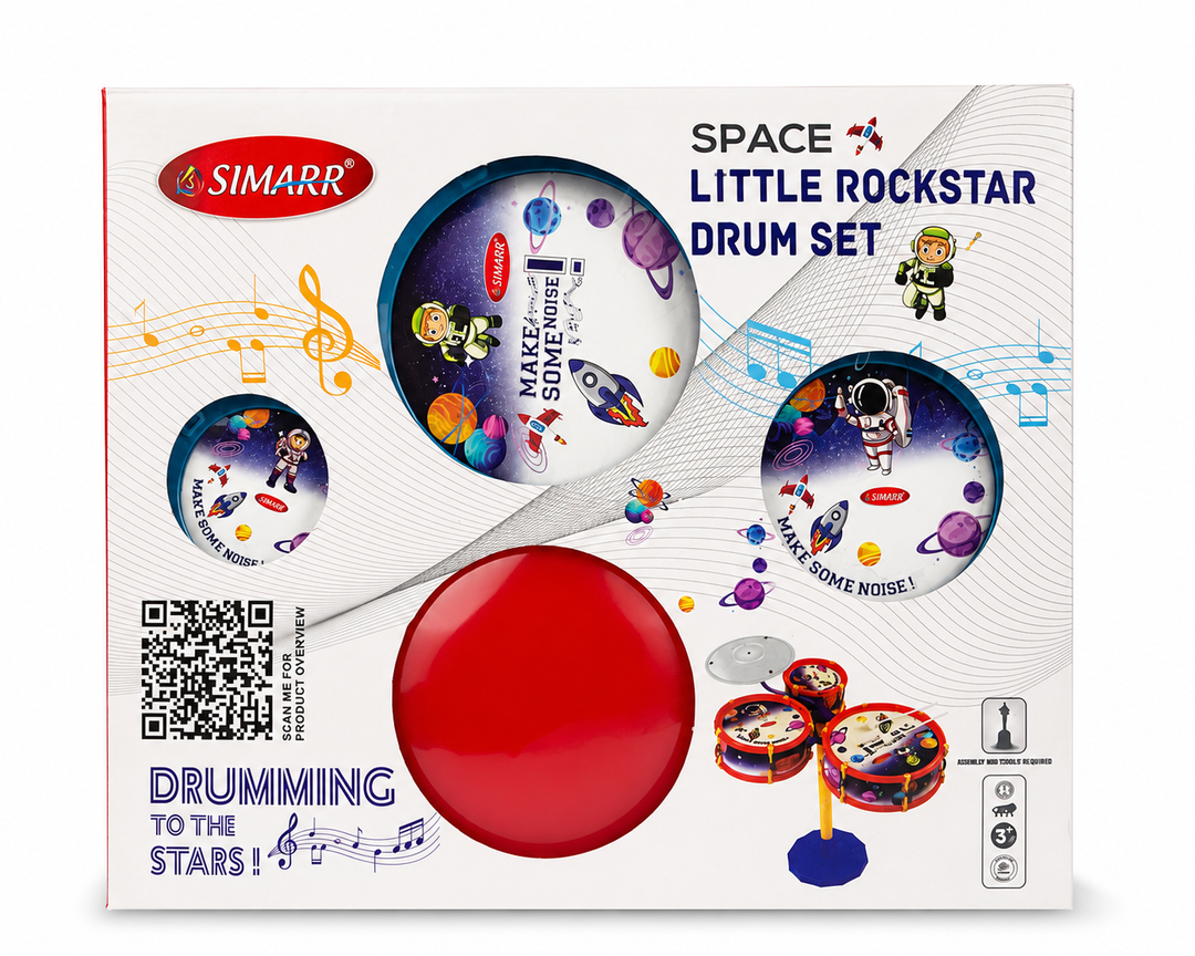 Simarr Little Rockstar Drum Set with Stool (Space Theme)