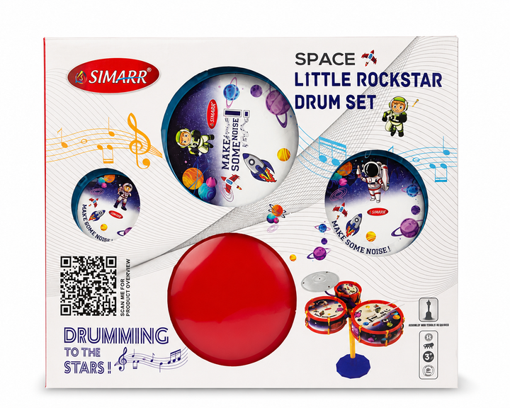 Simarr Little Rockstar Drum Set with Stool (Space Theme)