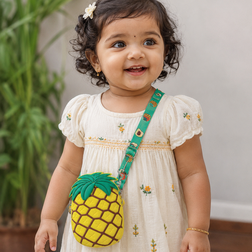Fruity Silicone Sling Bag with Detachable Strap - Pineapple