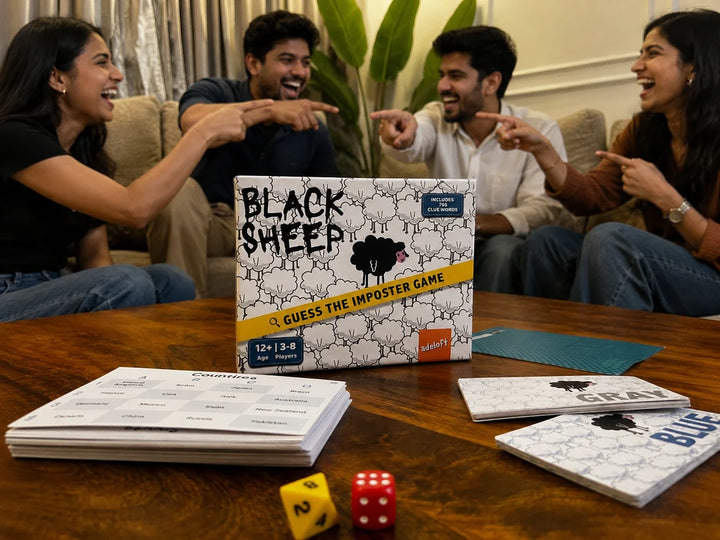 Adeloft Black Sheep - Secret Word Party Game for Kids & Adults | Social Deduction, Bluffing & Hidden Identity Family Game