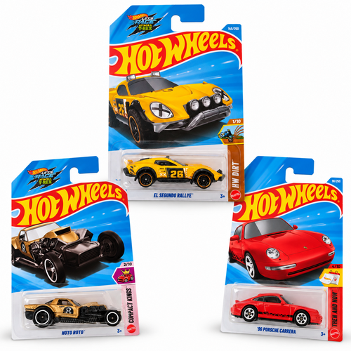 Set of 3 Hot wheels [HW 472] - EL Segundo Rallye, Hoto Roto, '96 Porsche Carrera