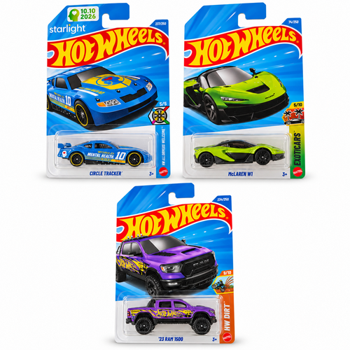 Set of 3 Hot wheels [HW 482] - McLaren W1, Circle Tracker, '23 Ram 1500