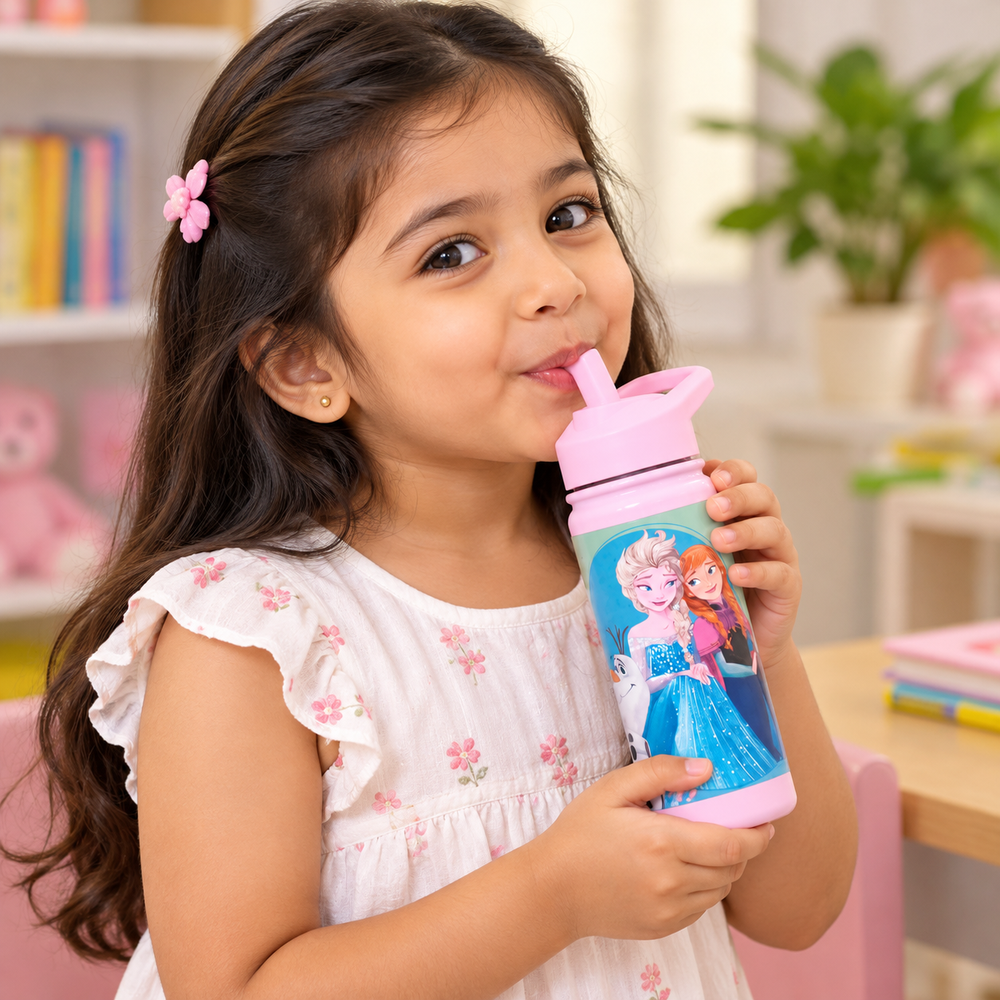 Licensed Disney Frozen “Not Your Ordinary Sisters” Sipper Water Bottle for Kids | 600 ml | Stylish & Portable Bottle