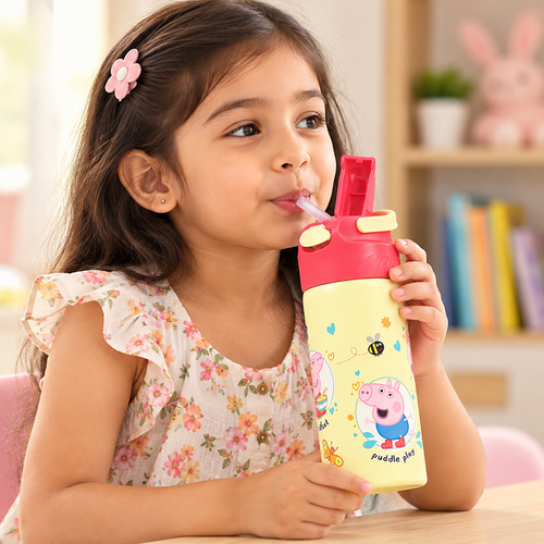 Licensed Peppa Pig Sipper Bottle for Kids | 400 ml | Yellow | Cute & Portable Drinking Bottle
