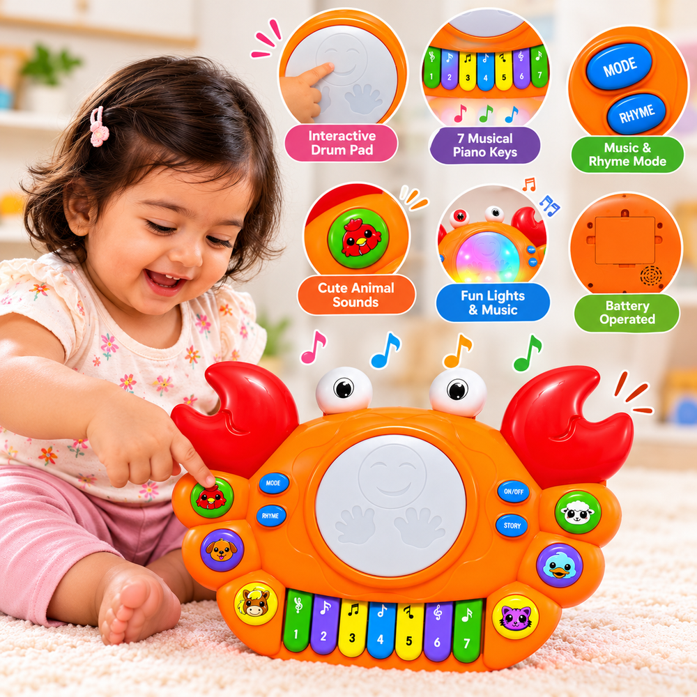Innovador Intellicrab Musical Learning Toy with Piano, Stories & Drum Pad