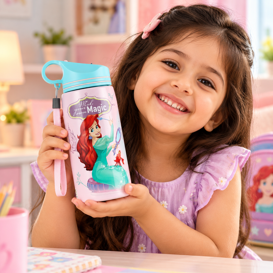 Striders Disney Princess Kids Water Bottle – 500ml | Leak-Proof Non-Insulated Sipper | School & Travel Bottle | 3+ Years