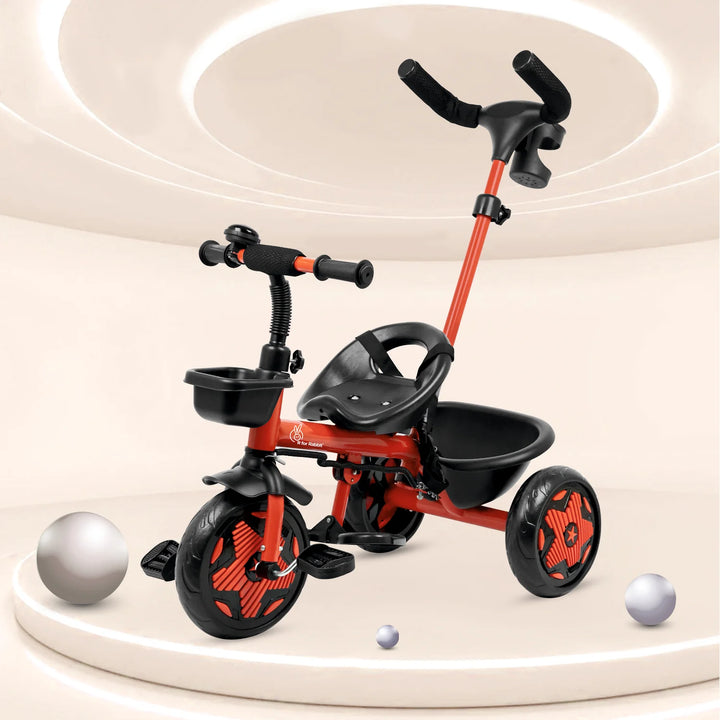 R for Rabbit Tiny Toes R20 Ace Baby Tricycle – Cherry Red | Adjustable Parental Control | EVA Wheels & Plug-and-Play Assembly