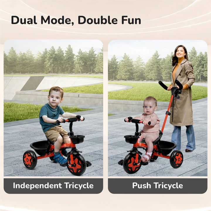 R for Rabbit Tiny Toes R20 Ace Baby Tricycle – Cherry Red | Adjustable Parental Control | EVA Wheels & Plug-and-Play Assembly