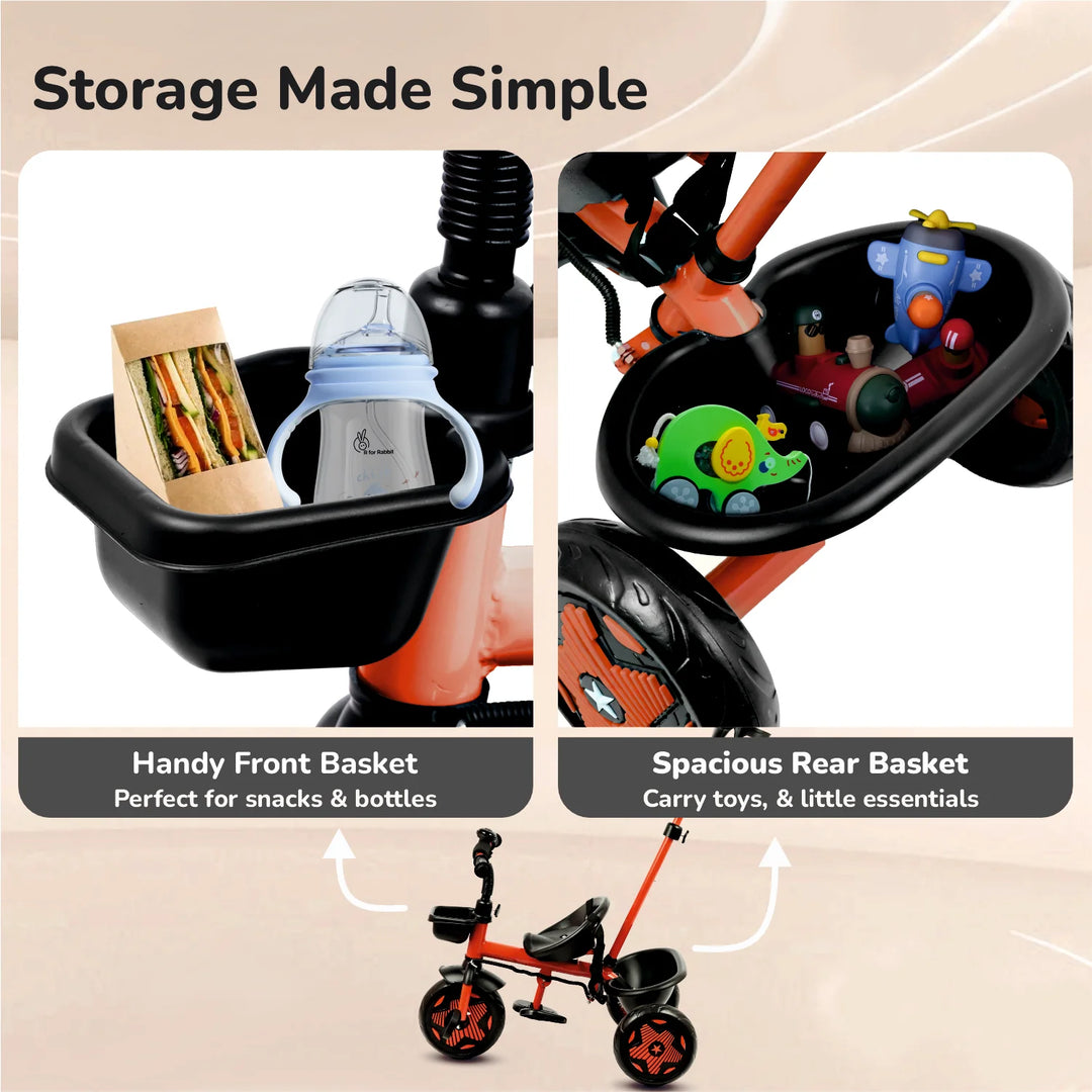 R for Rabbit Tiny Toes R20 Ace Baby Tricycle – Cherry Red | Adjustable Parental Control | EVA Wheels & Plug-and-Play Assembly