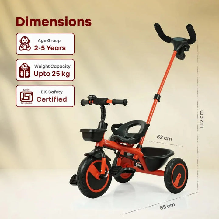 R for Rabbit Tiny Toes R20 Plus Tricycle | 2 Point Safety Harness | Safety Certified | Weight Capacity - Upto 25 Kgs