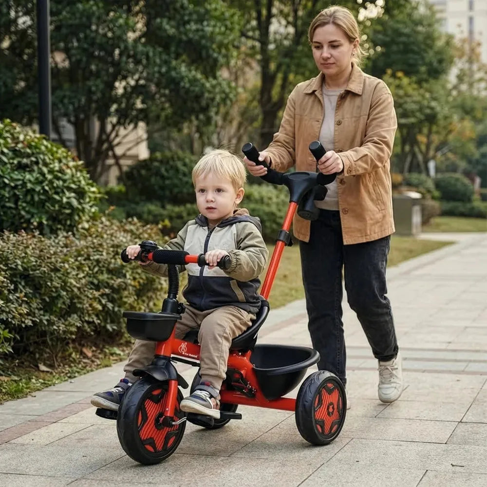 R for Rabbit Tiny Toes R20 Ace Baby Tricycle – Cherry Red | Adjustable Parental Control | EVA Wheels & Plug-and-Play Assembly
