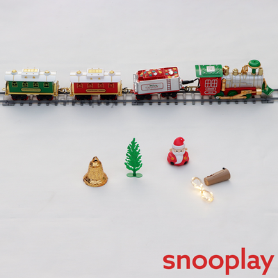 Classic Christmas Train Track Set with Smoke Effect,Miniature Santa & Bell – 19 Pieces | COD Not Available