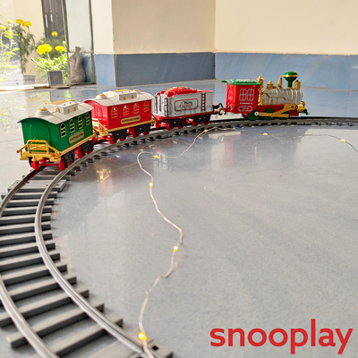 Classic Christmas Train Track Set with Smoke Effect,Miniature Santa & Bell – 19 Pieces | COD Not Available