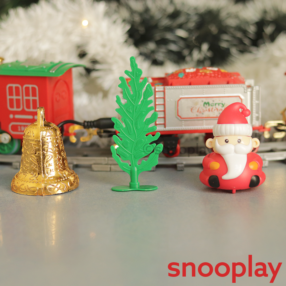 Classic Christmas Train Track Set with Smoke Effect,Miniature Santa & Bell – 19 Pieces | COD Not Available