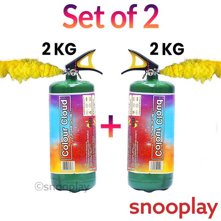 Set of 2 Premium Holi Non-Toxic Color Cylinders - 2 Kg Each | Vibrant & Thick Density Colour | Assorted Colours & Prints