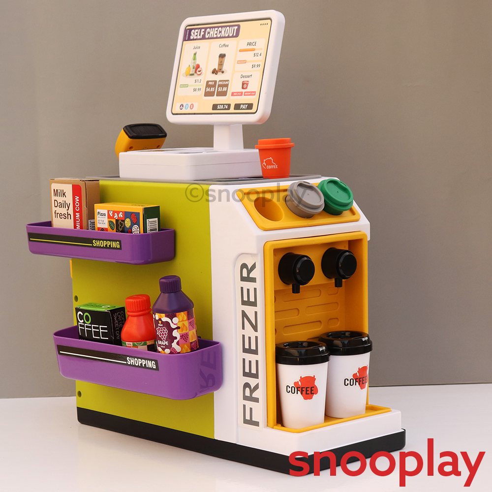 Battery Operated Supermarket Cash Register with Pretend Play Coffee Shop