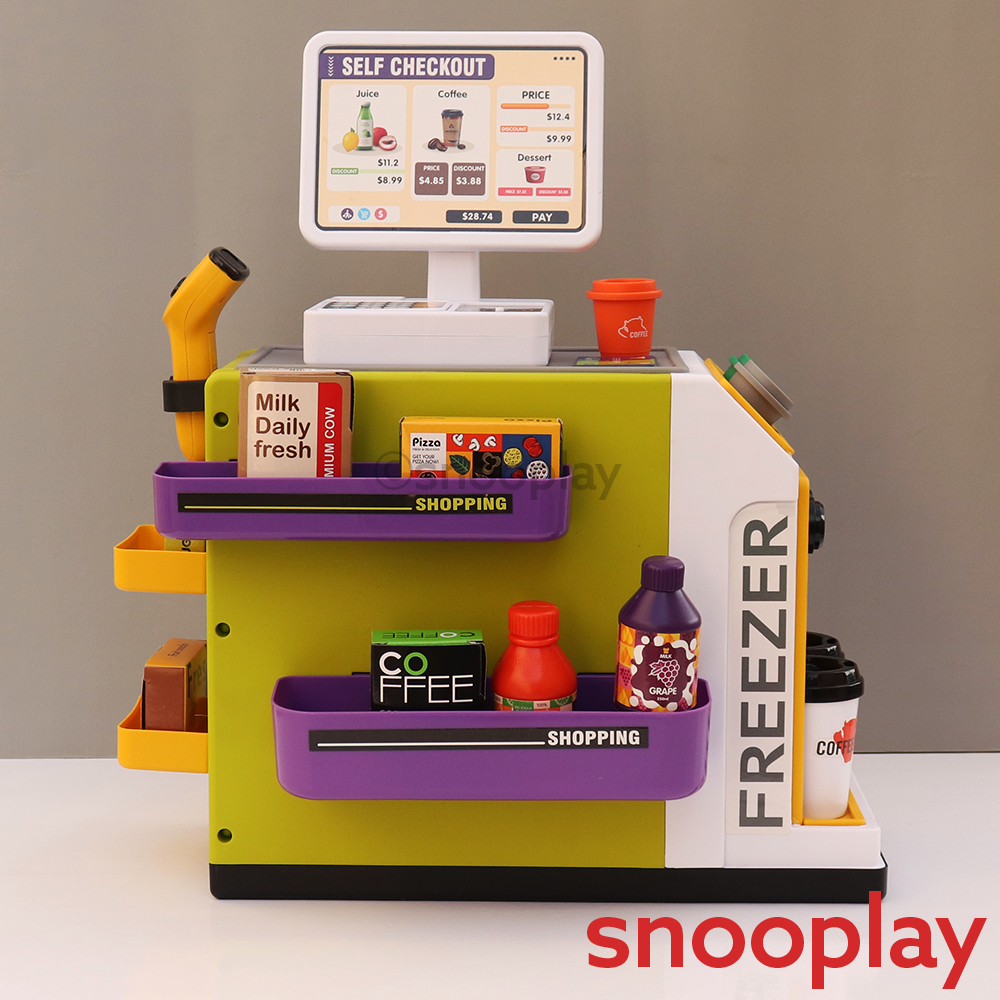 Battery Operated Supermarket Cash Register with Pretend Play Coffee Shop