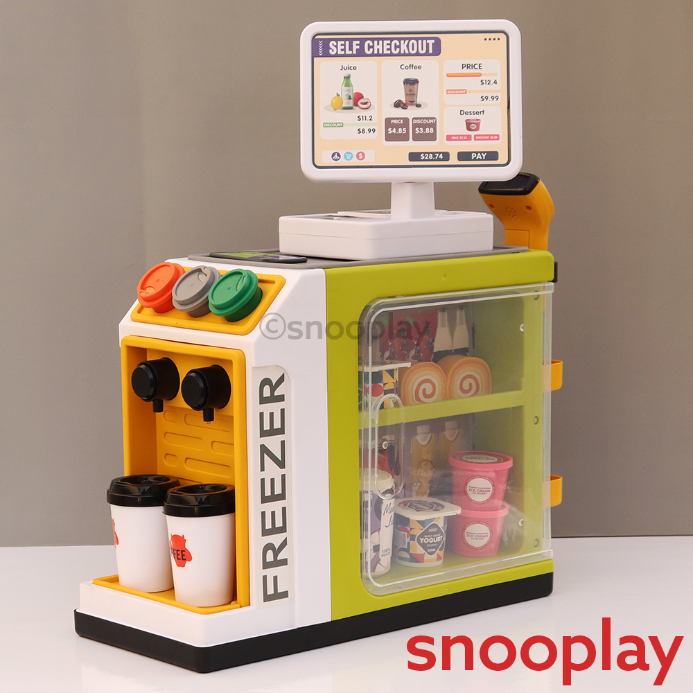 Battery Operated Supermarket Cash Register with Pretend Play Coffee Shop