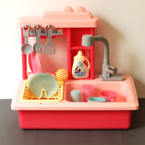 22 Pieces Kitchen Dishwasher Play Set with Color Changing Tableware & Realistic Water Supply (3-7 Years)