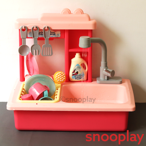 22 Pieces Kitchen Dishwasher Play Set with Color Changing Tableware & Realistic Water Supply (3-7 Years)
