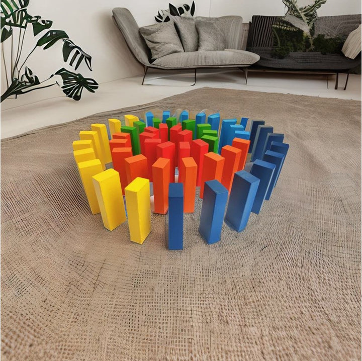 Colored Wooden Domino Blocks Set