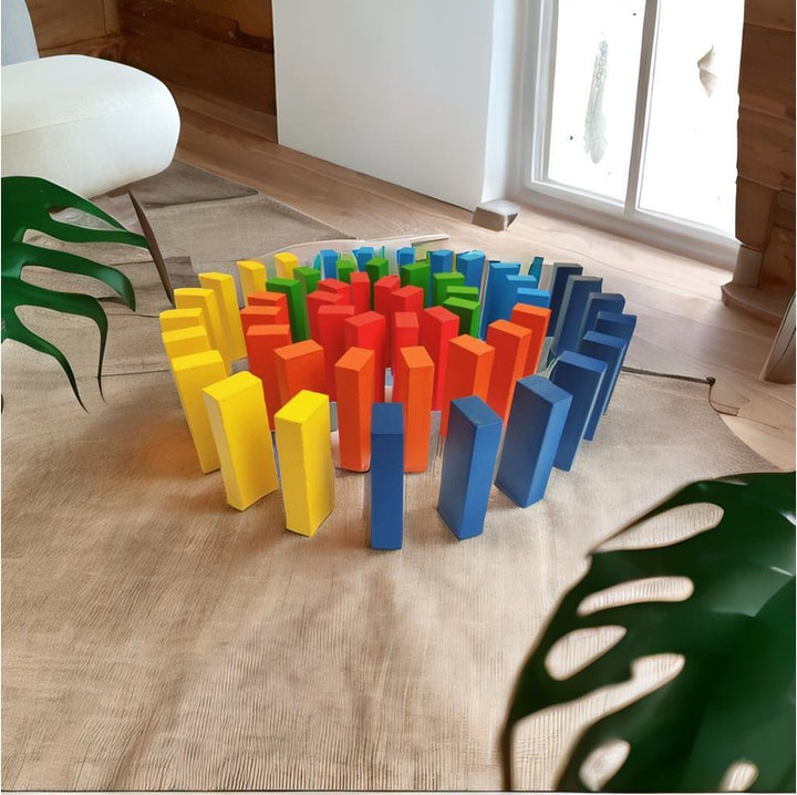 Colored Wooden Domino Blocks Set