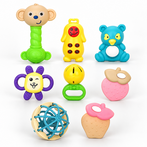Chanak 8 Pieces Baby Rattle Gift Set | Non-Toxic BPA Free Sensory Toy