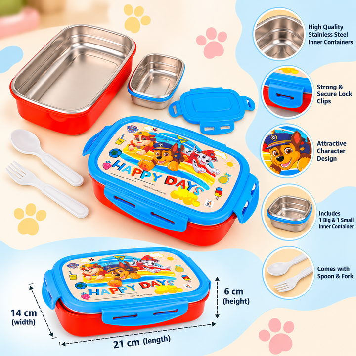 Original Paw Patrol Stainless Steel Insulated Lunch Box - 700ml | Happy Days