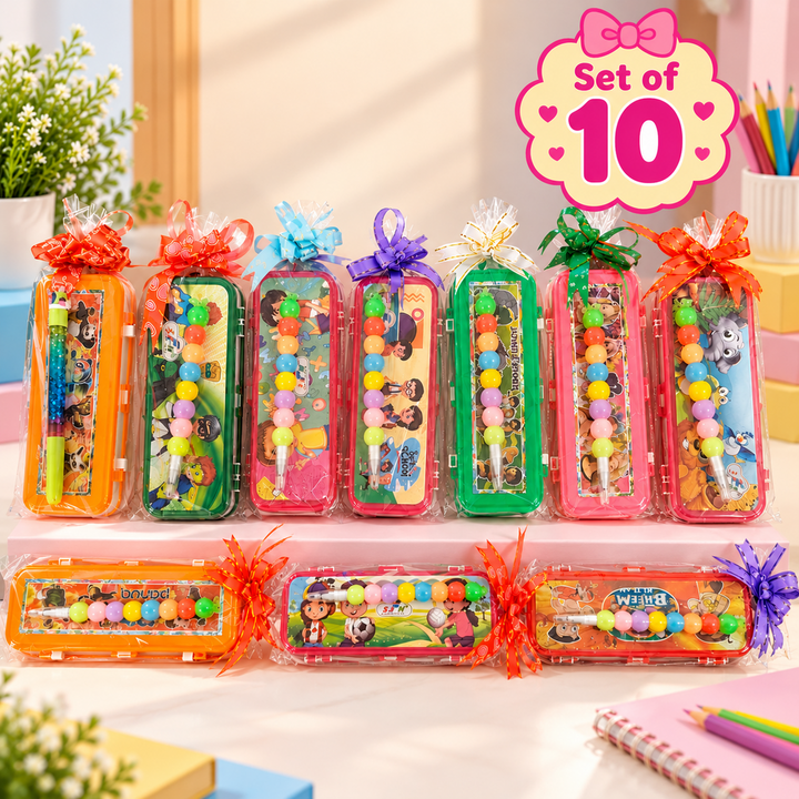 Set of 10 Double-Sided Boxes with Lid Pencils in Assorted design and Colour | Kanjak Gifts | Kanjak Special