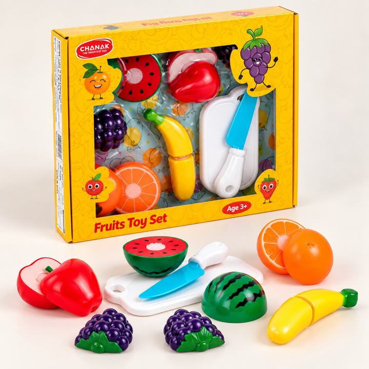 Chanak Fruit Cutting Toy Pretend Playset for Kids | Knife & Chopping Board