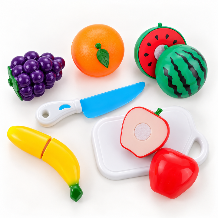 Chanak Fruit Cutting Toy Pretend Playset for Kids | Knife & Chopping Board