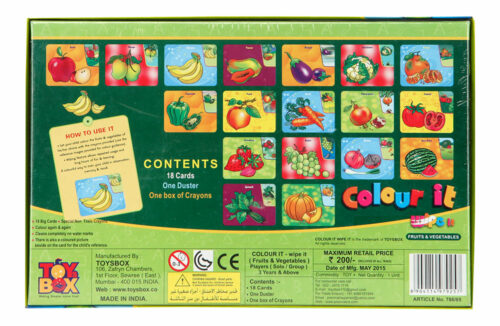 Ratna's Color It – Wipe It | Fruits & Vegetables | 18 Reuseable Cards