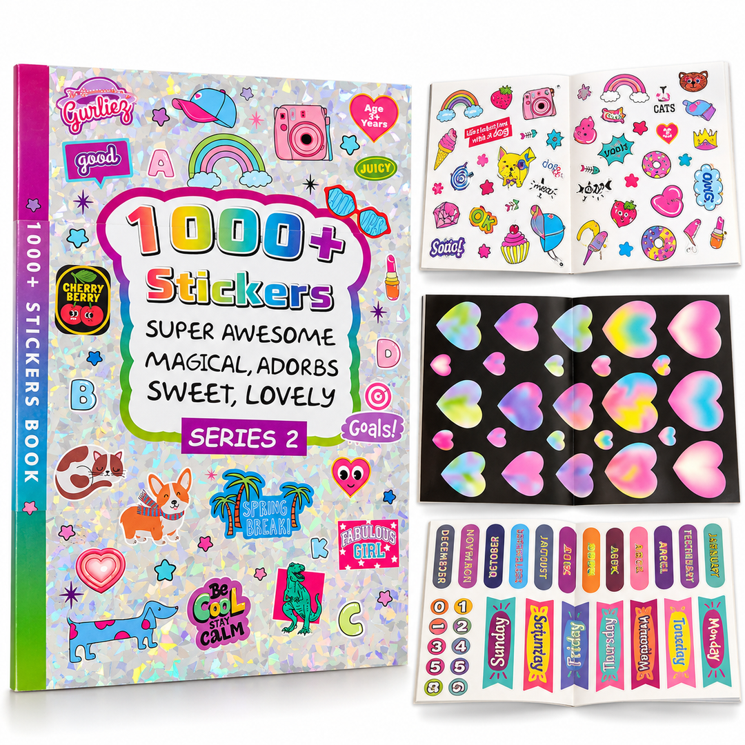 Gurliez 1000+ Stickers Book – Series 2 | Cute & Colourful Decorative Stickers | Scrapbooking & DIY Craft Activities | 3+ Years