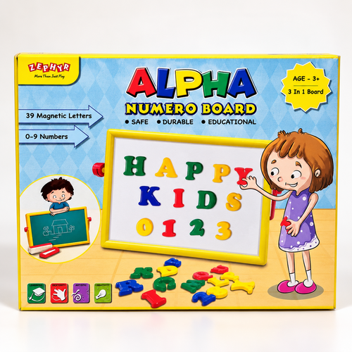 Zephyr Alpha Numero 3 In 1 Educational Board - 39 Magnetic Letters, 0-9 Numbers