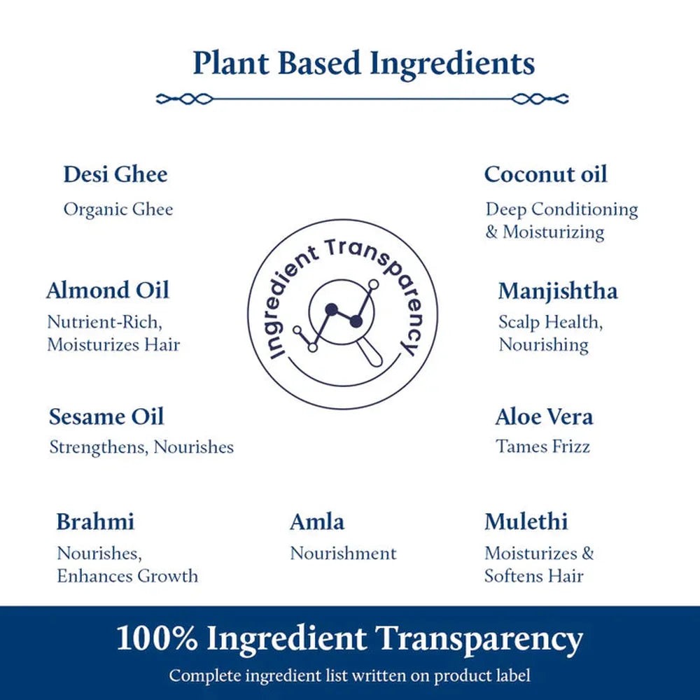 Blue Nectar Baby Hair Oil with Ghee for Nourishment and Baby Hair Growth (18 Herbs) - 100ml
