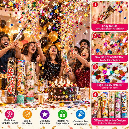Pack of 3 Party Popper Confetti Cannon (Butterfly, Petals & Money)