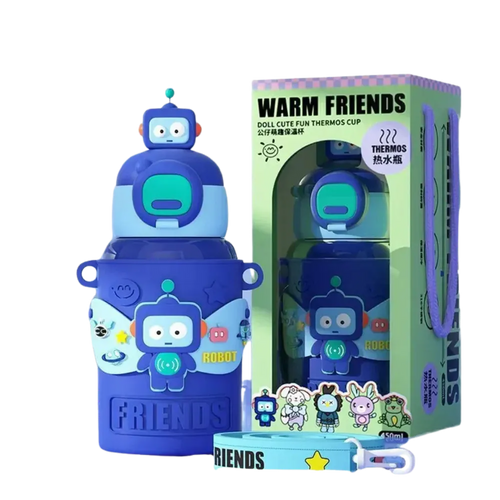 CuddleNest Cool Robot Water Bottle - 450ml | Thermal Bottle