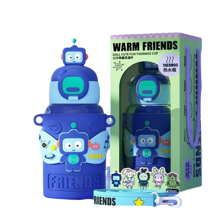 CuddleNest Cool Robot Water Bottle - 450ml | Thermal Bottle
