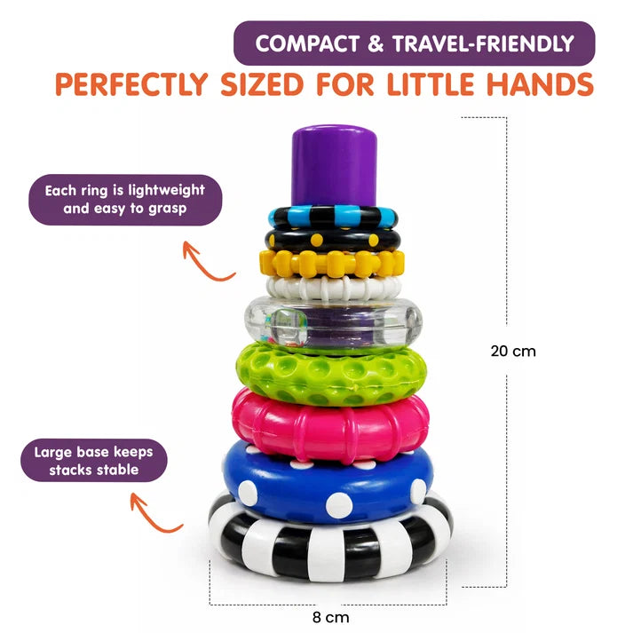 Kidology Sensory Stacking Rings with Rattle | Baby Development & Learning Toy
