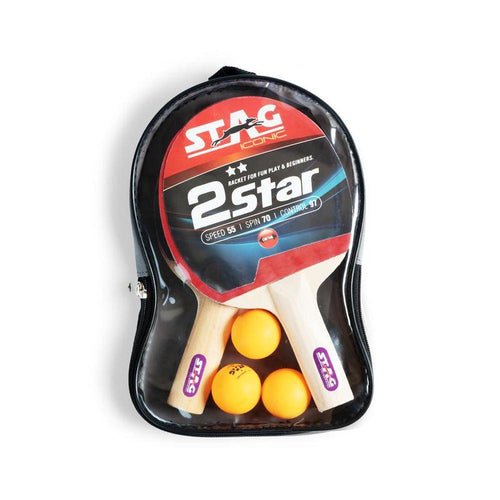 STAG ICONIC 2 Star Table Tennis Playset, 2 Racquets & 3 Balls - Orange ( 9 Years till Grown Ups)