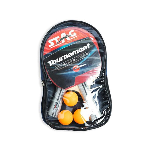 STAG ICONIC Tournament Professional Table Tennis Playset, 2 Racquets & 3 Balls - Orange (9 Years till Grown Ups)