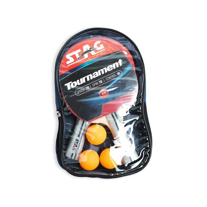 STAG ICONIC Tournament Professional Table Tennis Playset, 2 Racquets & 3 Balls - Orange (9 Years till Grown Ups)